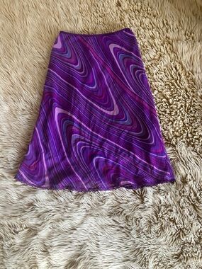 Vintage studio soleil Purple Swirl A-Line Midi Skirt fairy y2k phoebe